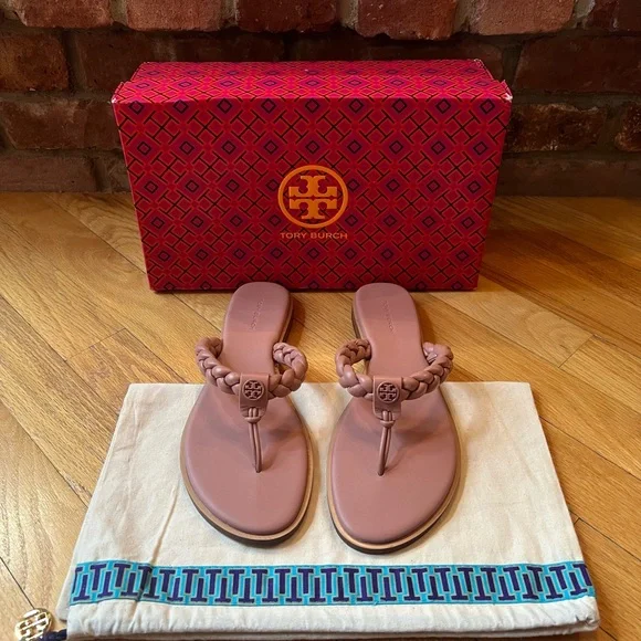 Tory Burch Benton Braided Leather Thong Sandals - Picture 3 of 11